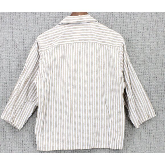 Bugatchi UOMO Shirt Mens Medium M Beige Striped Button Down Long Sleeve Collared - Picture 8 of 10